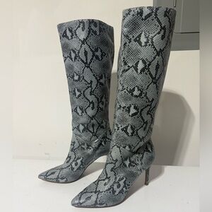 Steve Madden Gray Snakeskin Heeled Boots